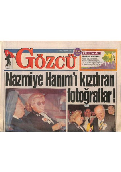 Gözcü Gazetesi 16 Ekim 1996 - Madonna Sevgilisinden Çocuk Doğurdu - Deniz Baykal Erbakanı , Levent Kırcaya Benzetti ! GZ93569