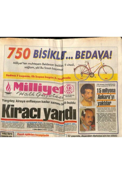 Milliyet Halk Gazetesi 16 Haziran 1992 - Michael Jackson Heyecanı - Sırbistanda Kuyruk Devri GZ118238