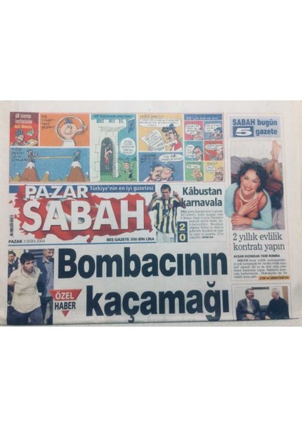 Sabah Gazetesi Pazar Eki 3 Ekim 2004 - Hülya Avşariki Yıllık Evlilik Kontratı Yapın GZ47646