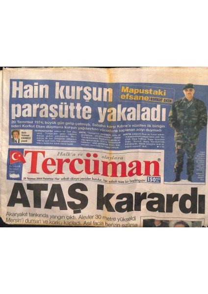 Tercüman Gazetesi 26 Temmuz 2004 - Ecevit , Siyaset Hayatını Noktaladığı Kurultayda Dışta Abdyi , Içte Akp ve Chpyi Sert Uyardı GZ124996
