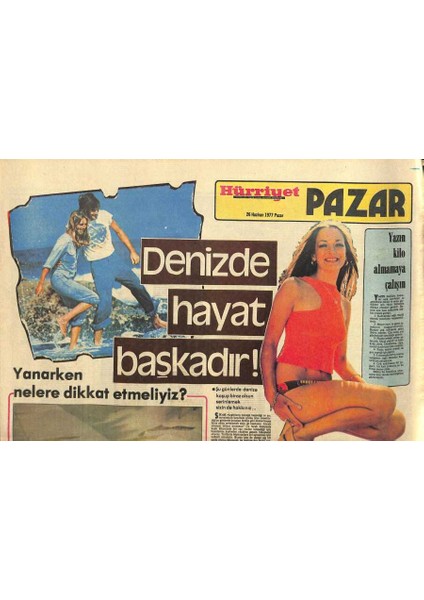 Hürriyet Gazetesi Pazar Eki 26 Haziran 1977 - Denizde Hayat Başkadır ! GZ114779