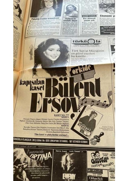 Sabah Gazetesi 7 Kasım 1986 - Cindoruk Sonunda Evrenci Oldu - Bülent Ersoy Orkide Kaset Afişi GZ126799 fiyatları