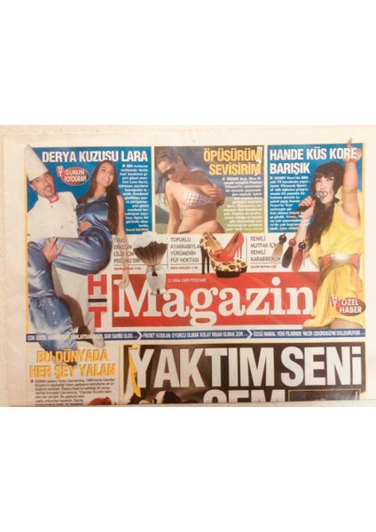 Haber Türk Gazetesi Magazin Eki 22 Ekim 2009 - Yaktım Seni Cem, Tarkan Yok Ağır Ceza Var, Hande Küs Kore Barışık GZ40171