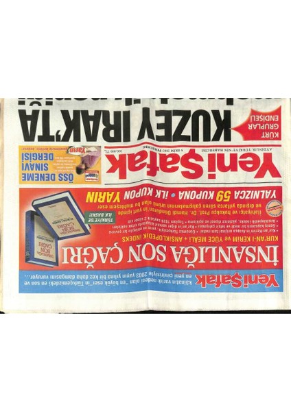 Yeni Şafak Gazetesi 9 Ekim 2003 - Kuzey Irakta Mehmetçik Paniği GZ61388