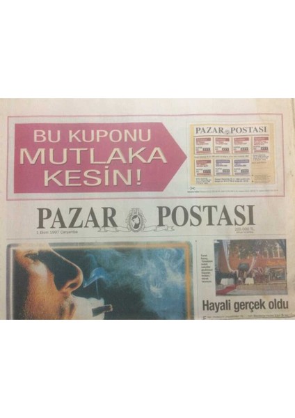 Posta Gazetesi Pazar Postası Eki 1 Ekim 1997 - Alkol Kaplansa Esrar Faredir GZ38640