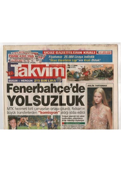 Takvim Gazetesi 2 Ekim 1999 - Pınar Altuğ 2001 Yılında Evlenmek Istiyor GZ48109