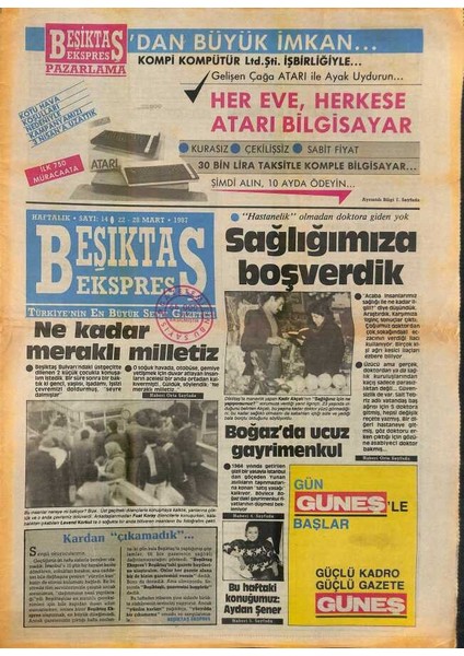 Beşiktaş Ekspres Gazetesi 22-28 Mart 1987 - Sadri Ağabeyi Kaybettik GZ119198