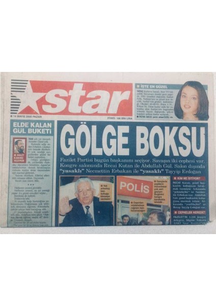 Star Gazetesi - 14 Mayıs 2000 - Fazilet Partisinde Gölge Boksu GZ46862