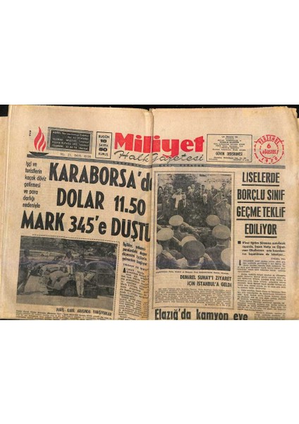 Milliyet Halk Gazetesi 6 Ağustos 1970 - Robert Kennedynin Oğlu Esrar Içmek Suçuyla Tutuklandı GZ117972
