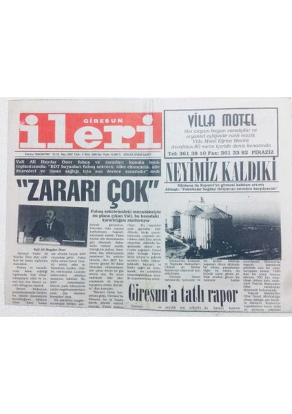 Giresun Ileri Gazetesi 3 Ekim 2000 - Zararı Çok GZ41474