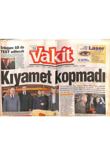 Vakit Gazetesi 21 Kasım 2002 - Kıyamet Kopmadı, Erdoğan Abde Test Edilecek GZ103820