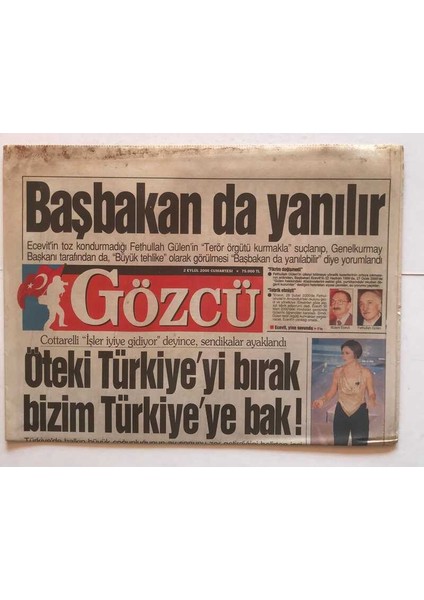 Gözcü Gazetesi 2 Eylül 2000 - Reha Muhtar Yüzünden Kendilerini Yakıyorlardı GZ4000