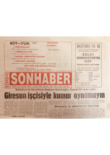 Giresun Son Haber Gazetesi 13 Kasım 1996 - Suçlu Ayağa Kalk GZ38720