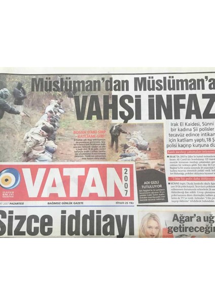 Vatan Gazetesi 5 Mart 2007-HÜLYA Avşar Son Demlerimdeyim Iki Yıl Içinde Çocuk Yapacağım -Müslümandan Müslümana Vahşi Infaz GZ36386