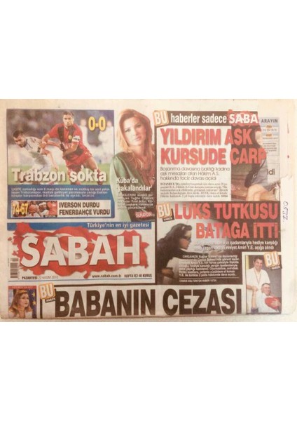 Sabah Gazetesi 22 Kasım 2010 - Trabzonspor Şokta GZ40234