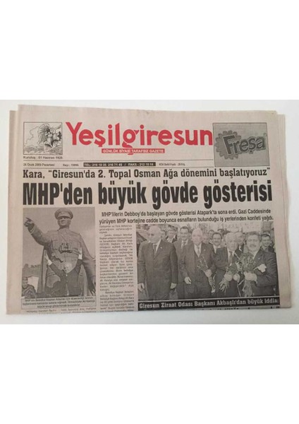 Yeşil Giresun Gazetesi - 26 Ocak 2009 - Mhpde Büyük Gövde Gösterisi - GZ43818
