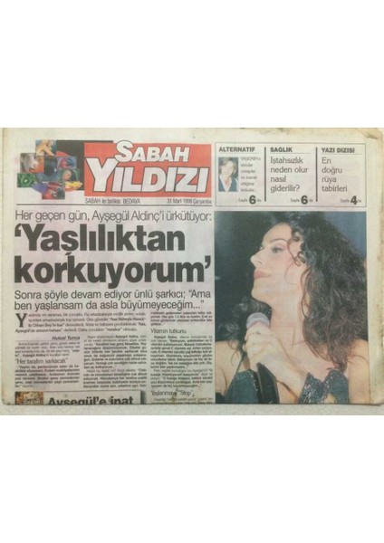 Star Gazetesi Sabah Yıldızı Eki 31 Mart 1999 - Sinan Çetin Rekor Kırdı GZ47857