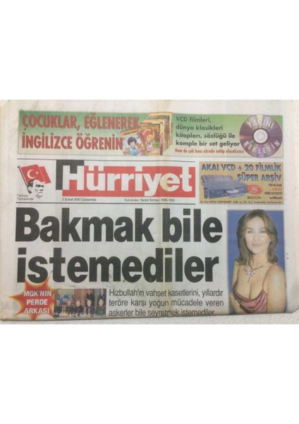 Hürriyet Gazetesi 2 Şubat 2000 - Serdar Ortaç Birlikte Olmak Istediğim Tek Kadın Ebru Gündeştir GZ47868