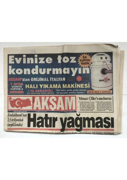 Akşam Gazetesi 21 Mayıs 1996 - Clinton Ermenileri Dinlemedi GZ5710 fiyatları