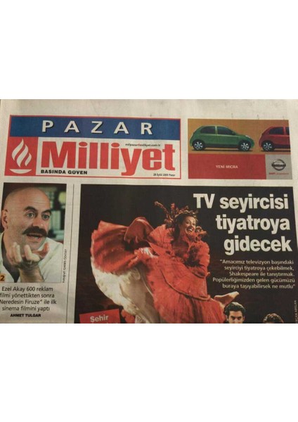 Milliyet Gazetesi 28 Eylül 2003-EZEL Akaysolculukla Bu Dünyayı Bağdaştırmak Zorundayız GZ45198
