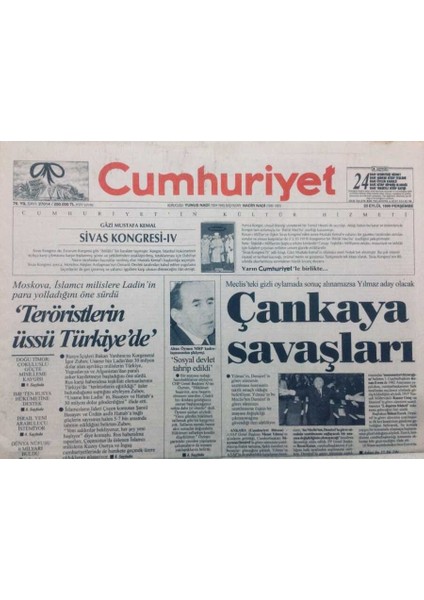 Cumhuriyet Gazetesi 23 Eylül 1999 - Teröristlerin Üssü Türkiyede GZ47531