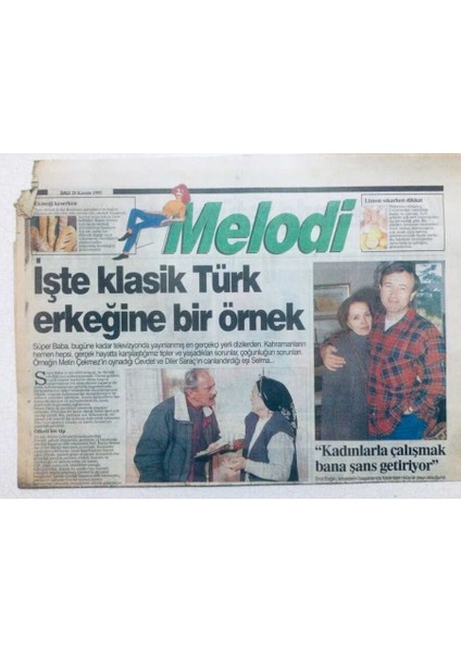 Sabah Gazetesi Melodi Eki 28 Kasım 1995 - Işte Klasik Türk Erkeğine Bir Örnek GZ42584