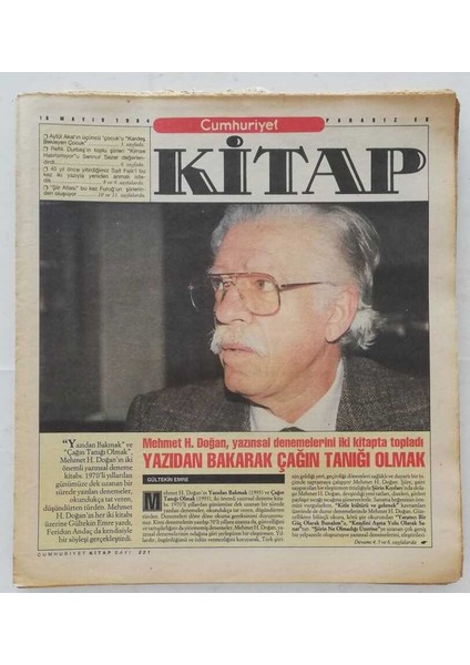Cumhuriyet Gazetesi Kitap Eki 19 Mayıs 1994 -Şiir Atlası Bu Kez Furuğun Şiirlerinden OLUŞUYOR.-GZ45939