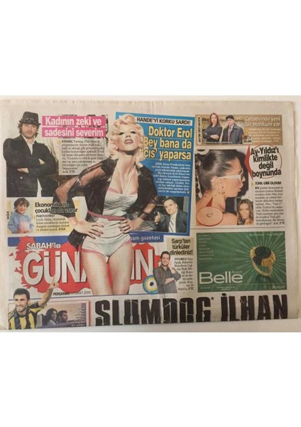 Sabah Gazetesi Günaydın Eki 19 Mart 2009 - Hande Yeneri Korku Saldı Erol Köse Demo Kayıtlarımı Toplayıp Albüm Yaparsa ... GZ28559