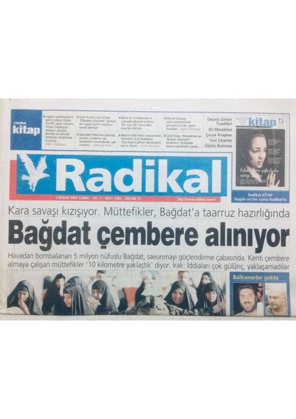 Radikal Gazetesi 4 Nisan 2003 - Bağdat Çembere Alınıyor GZ42973