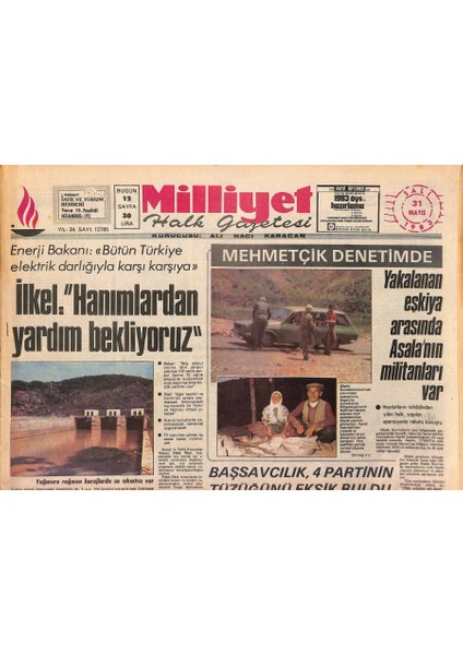 Milliyet Halk Gazetesi 31 Mayıs 1983 - Enerji Bakanı Bütün Türkiye Elektrik Darlığıyla Karşı Karşıya - Esener Milliyeti Ziyaret Etti GZ127892