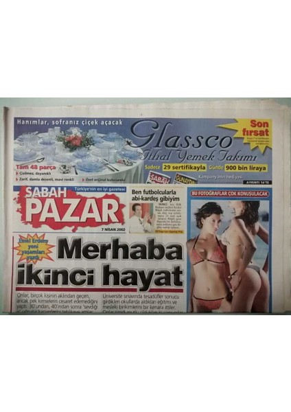 Sabah Pazar Gazetesi 7 Nisan 2002 Kayahan Iftiharla Takdim Eder -GZ37363
