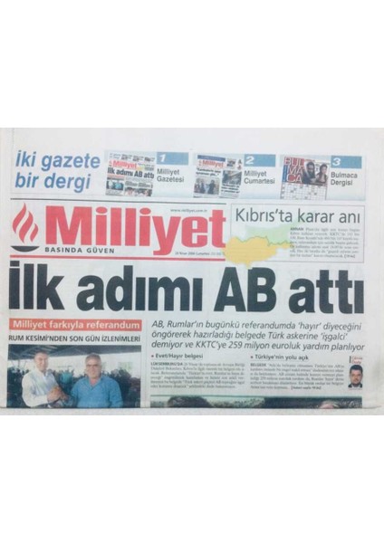 Milliyet Gazetesi 24 Nisan 2004 - Ilk Adımı Ab Attı GZ43038