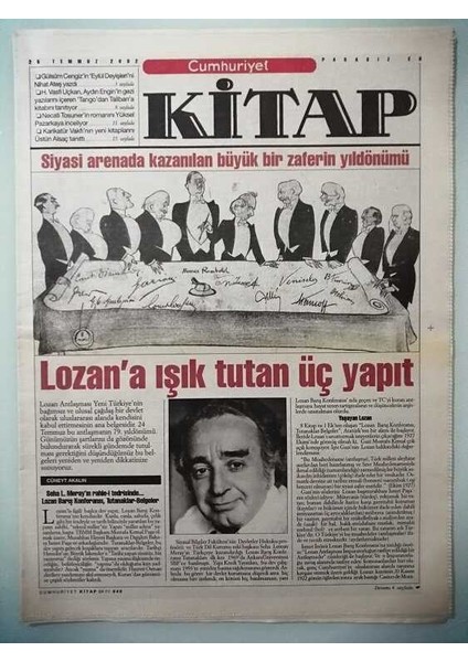 Cumhuriyet Gazetesi Kitap Eki 25 Temmuz 2002 Lozana Işık Tutan Üç Yapıt -GZ33069