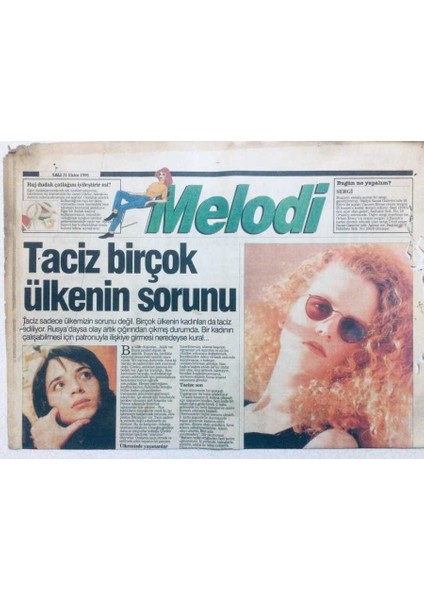 Sabah Gazetesi Melodi Eki 31 Ekim 1995 - Taciz Bir Çok Ülkenin Sonucu GZ42575
