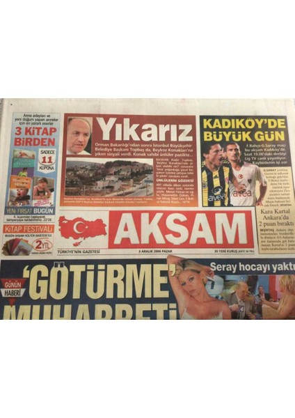 Akşam Gazetesi 3 Aralık 2006-PROF.ALI Atıf Biri Seray Sever Yaktı GZ45211