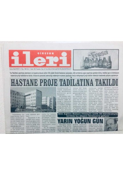 Giresun Ileri Gazetesi 3 Şubat 2006 - Hastane Proje Tadilatına Takıldı GZ41626