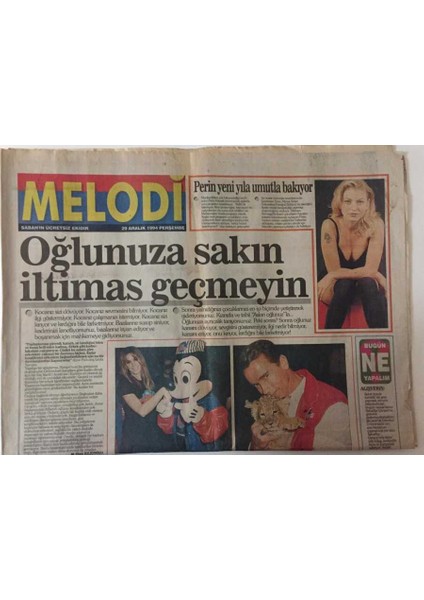 Sabah Gazetesi Melodi Eki 29 Aralık 1994 - Türkan Şoray Yeşilçamda 35. Yılını Kutluyor GZ26476