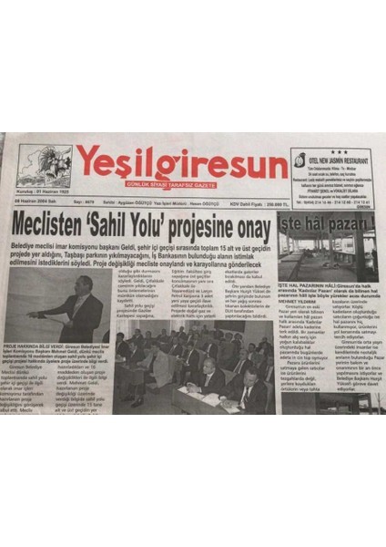 Yeşil Giresun Gazetesi 8 Haziran 2004-FATIH Kitapçı Giresunsporu Alacak GZ45716