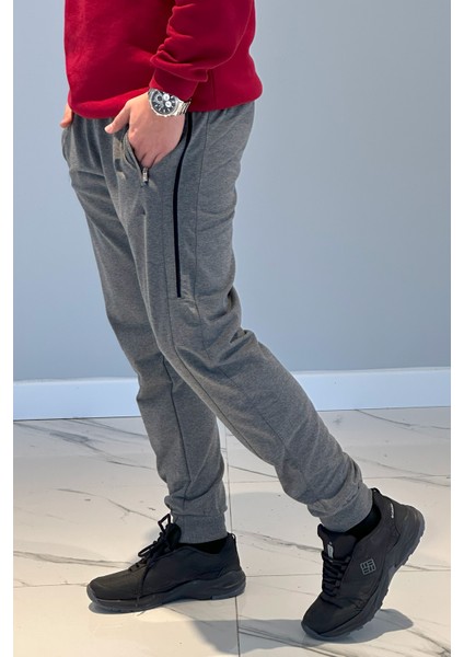 Erkek Beli Lastikli Cepli Eşofman Altı 3708 Antrasit