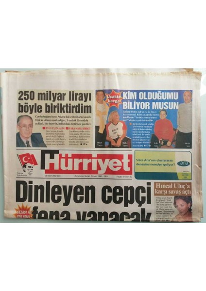 Hürriyet Gazetesi 26 Mart 2002 Sezen Aksu Nevruz ve Diyarbakır Izlenimlerini Yazdı - GZ37708