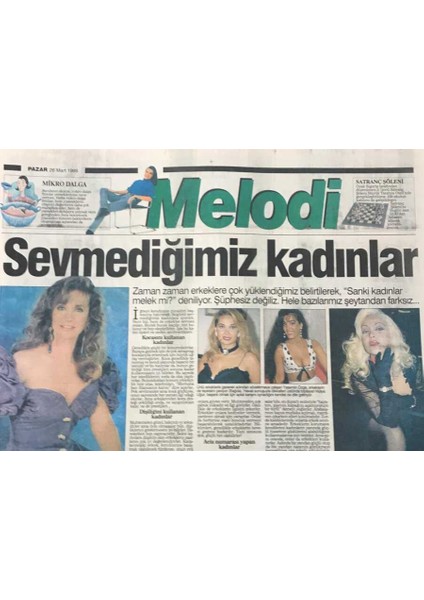 Sabah Gazetesi Melodi Eki 26 Mart 1995 - Aşkın Kimyasal Kuralları-Sevmediğimiz Kadınlar GZ36343