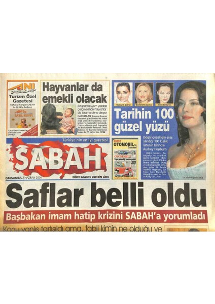 Sabah Gazetesi 2 Haziran 2004 - Eylemciye Resmi Gazeteden Adres Saflar Belli Oldu GZ97251