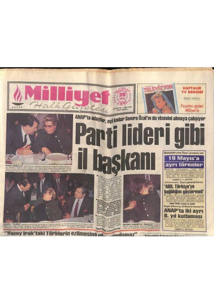 Milliyet Halk Gazetesi 20 Mayıs 1991 - Istanbul Taşacak . 2010DA Nüfus 21 Milyon - Kadir Inanır Anlaşırsa Türkü Söyleyecek GZ119409
