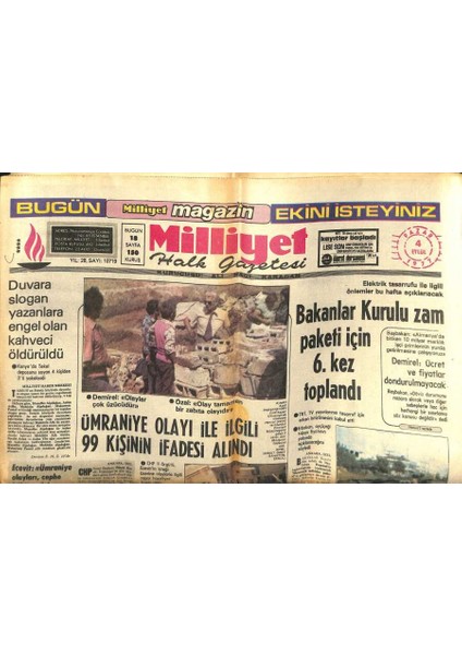 Milliyet Halk Gazetesi 4 Eylül 1977 - Ümraniye Olayı Ile Ilgili 99 Kişinin Ifadesi Alındı GZ118087