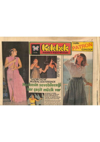 Hürriyet Gazetesi Kelebek Eki 26 Ağustos 1981 - Hülya Sözer Iki Ay Önce Galası Yapılan Filme Ekimde Başlıyor GZ118103