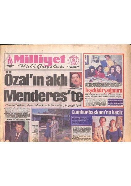 Milliyet Halk Gazetesi 6 Ocak 1993 - Cumhurbaşkanı Özal , Aydın Menderesle Iki Saat Başbaşa Görüştü GZ119442