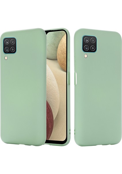 Samsung Galaxy A12-YEŞIL Için Şok Geçirmez Yumuşak Sıvı Silikon Telefon Kılıfı (Yurt Dışından)