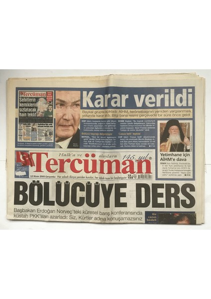 Tercüman Gazetesi 13 Nisan 2005 - Sabancı Kırgınlığım Sürüyor GZ5837