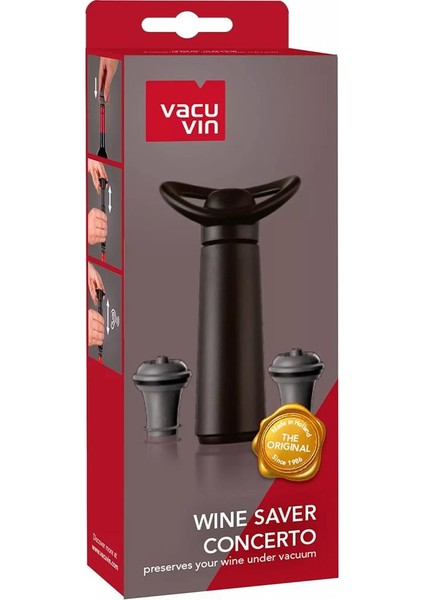 Şarap Vakum Seti, Concerto Siyah (1 Pompa, 2 Tıpa), Kutulu fiyatları