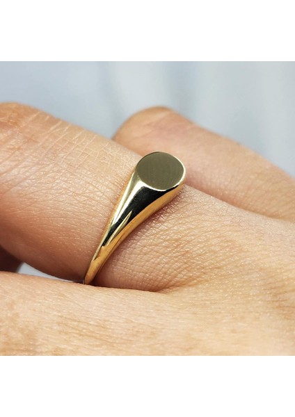 Taşsız Altın Yüzük - 14 Ayar Altın Oval Şovalye Minimal Tasarım Yüzük - Şovalye Altın Yüzük fiyatları